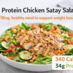 Healthy chicken satay salad with peanuts